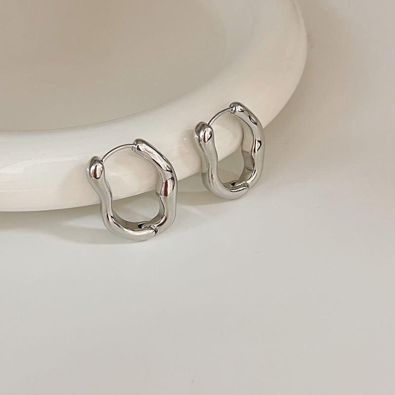 Retro Asymmetrical Gold and Silver Earrings
