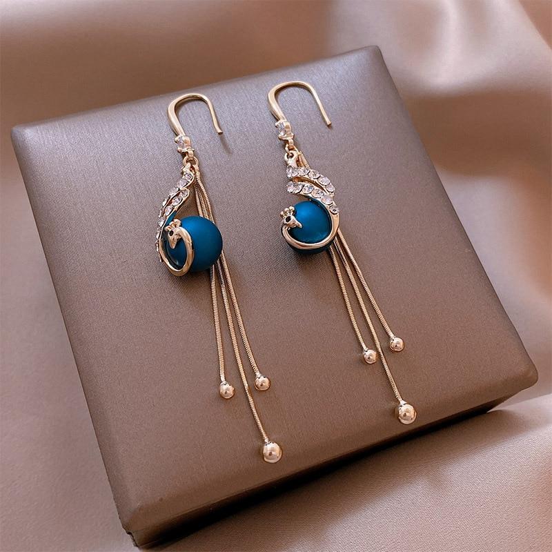 Holiday Earrings with Blue Beads