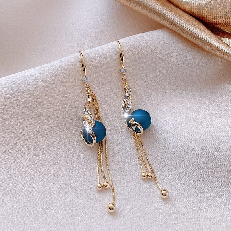 Holiday Earrings with Blue Beads