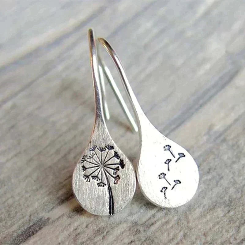 Sterling Silver Dandelion Leaf Earrings