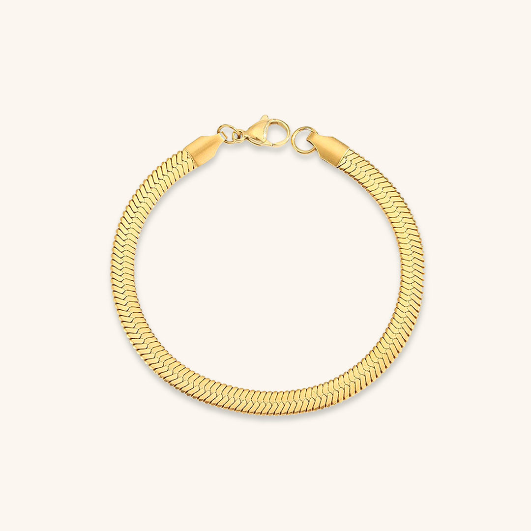 Elegant Herringbone Bracelet in Gold