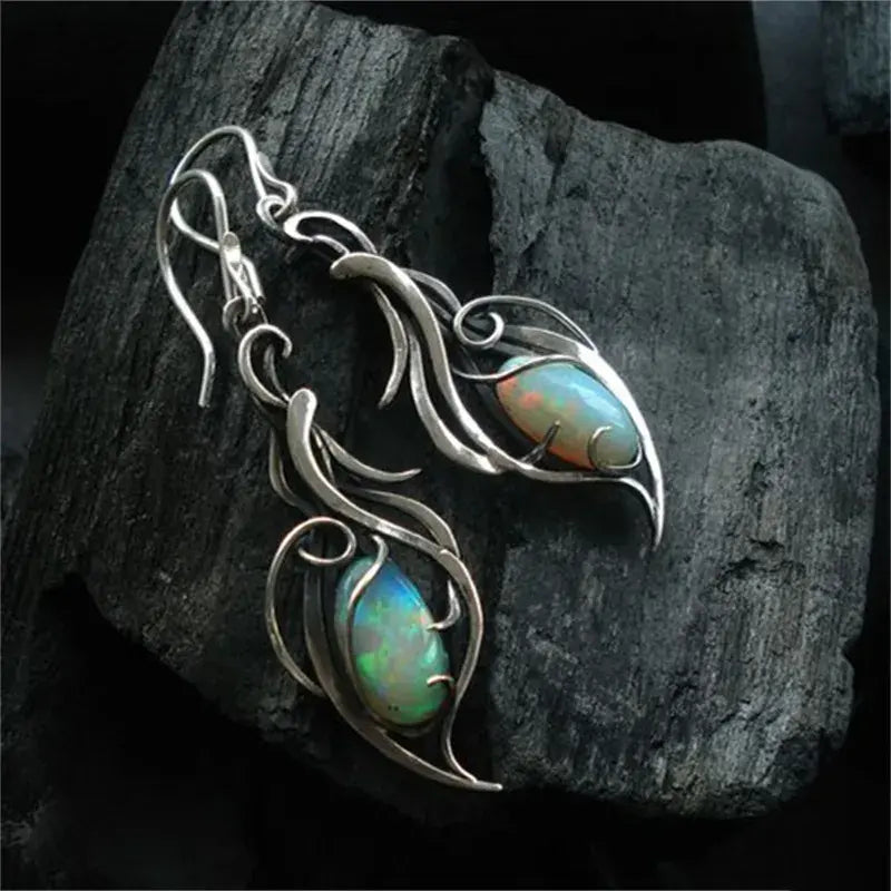 Sterling Silver Vintage Earrings Featuring Blue Opal