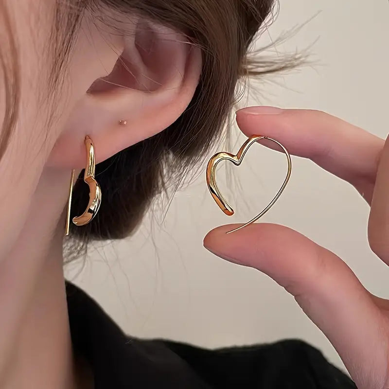 Unique Heart-Shaped Hoop Earrings