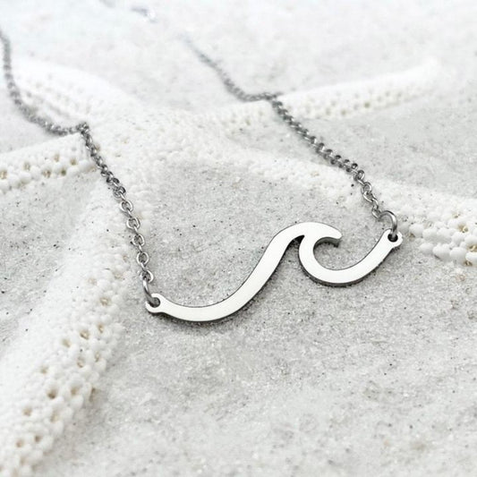 Ocean-Inspired Silver Wave Necklace