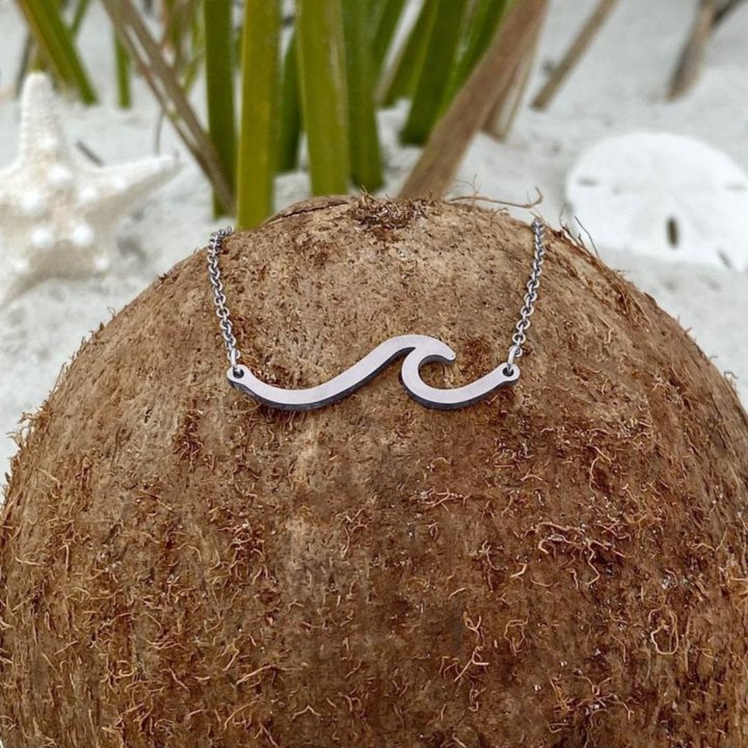 Ocean-Inspired Silver Wave Necklace