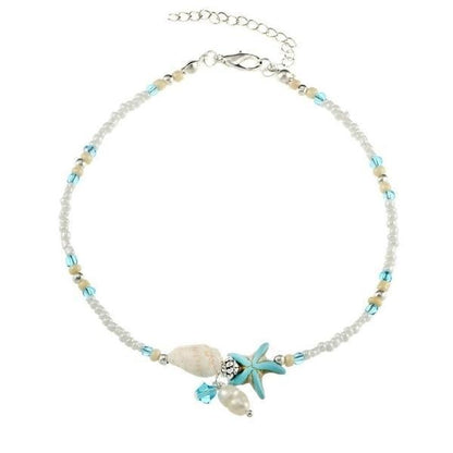 Natural Stone Star and Shell Anklet Bracelet