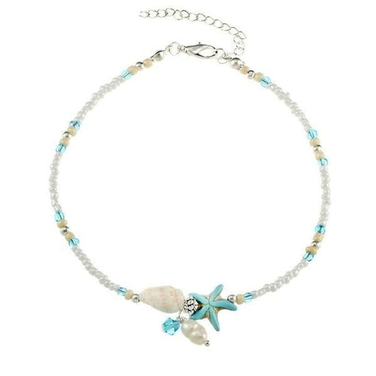 Natural Stone Star and Shell Anklet Bracelet