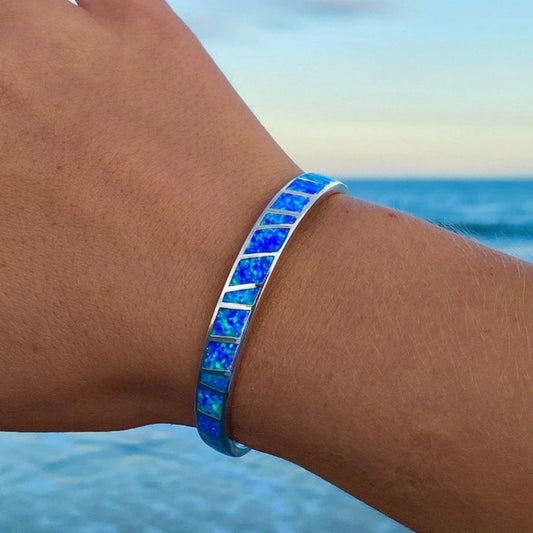 Blue and Silver Opal-Inspired Bracelet