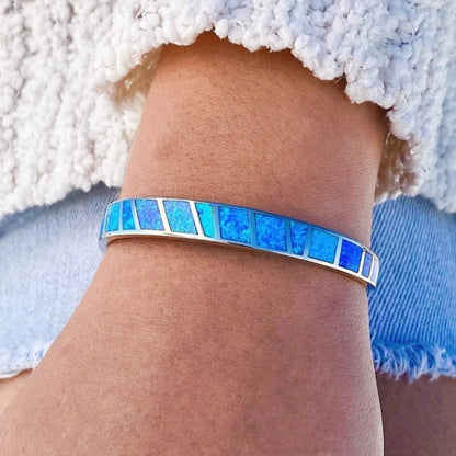 Blue and Silver Opal-Inspired Bracelet