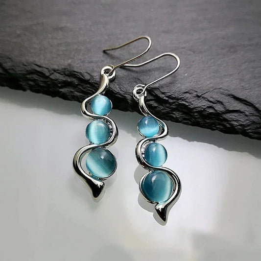 Blue Crystal Drop Earrings