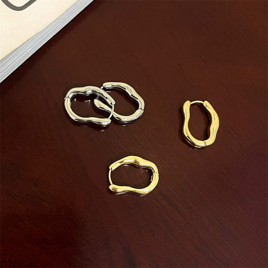 Retro Asymmetrical Gold and Silver Earrings