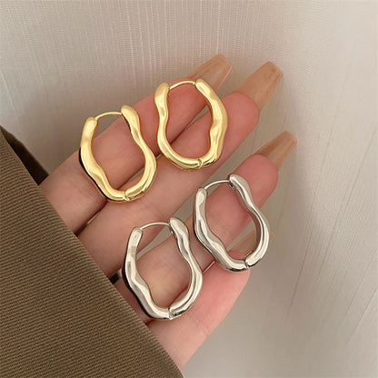 Retro Asymmetrical Gold and Silver Earrings