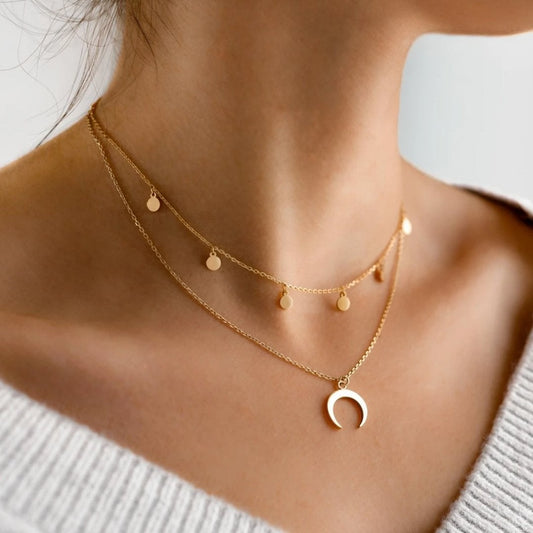 Gold Moon Pendant Necklace