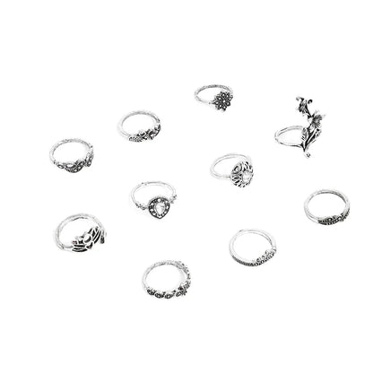 Antique Silver Enchanted Forest Ring Set