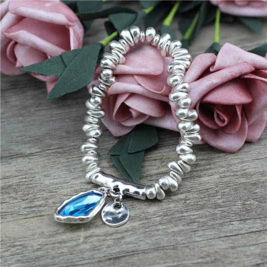 Elegant Crystal Bracelet with Silver-Plated Pearls