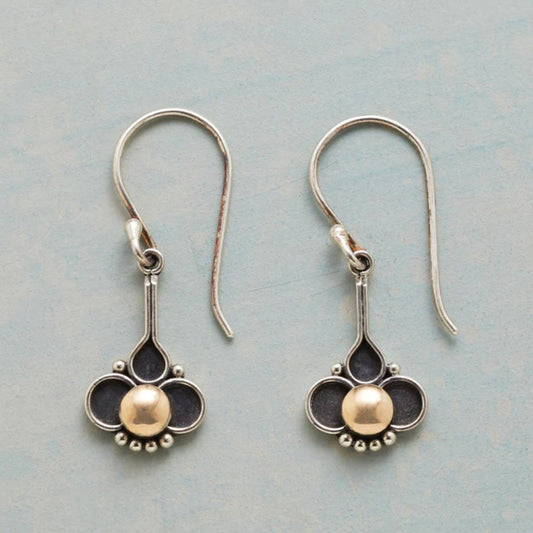 Gold Bohemian Clover Earrings with Pearls