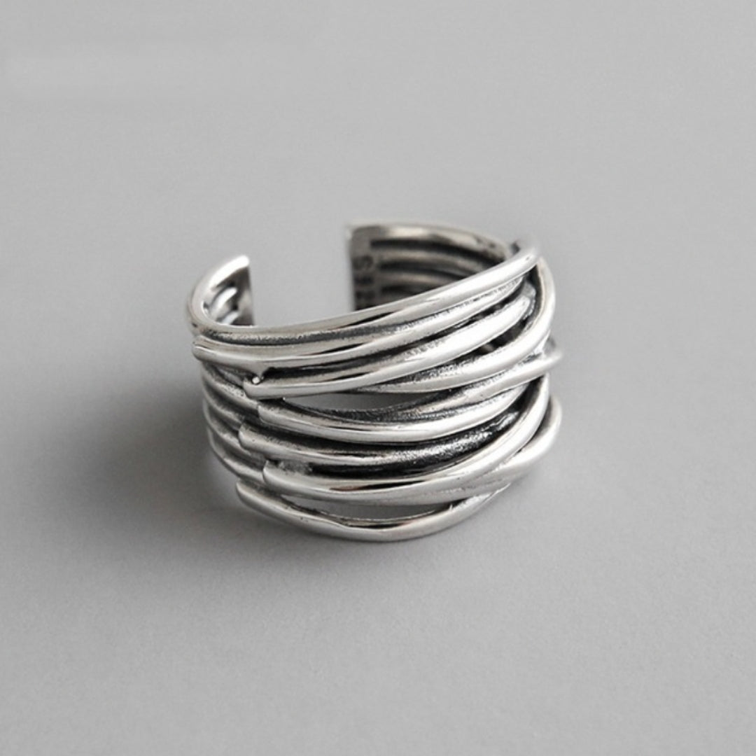 Adjustable Layered Ring in 925 Sterling Silver