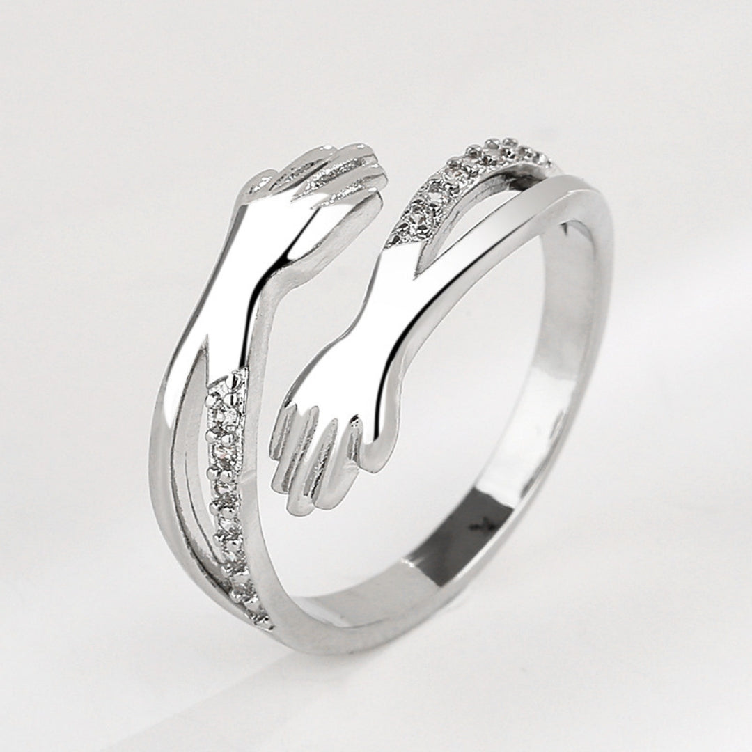 Adjustable Hug Ring with Zirconia in Gold and Silver Finish