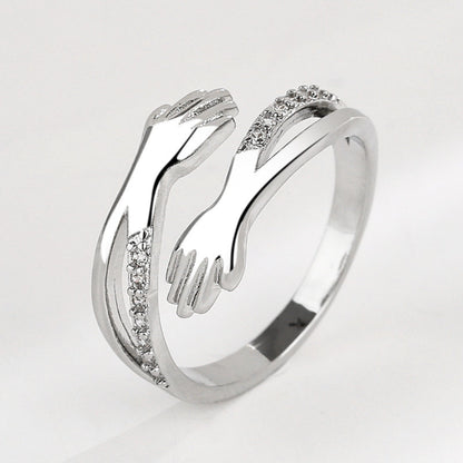 Adjustable Hug Ring with Zirconia in Gold and Silver Finish