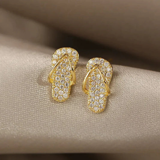 Vibrant Golden Flip Flop Earrings