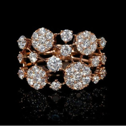 Retro Inlaid Colorful Stones Rose Gold Ring
