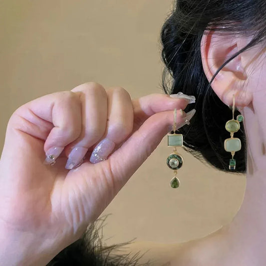 Retro Green Drop Earrings