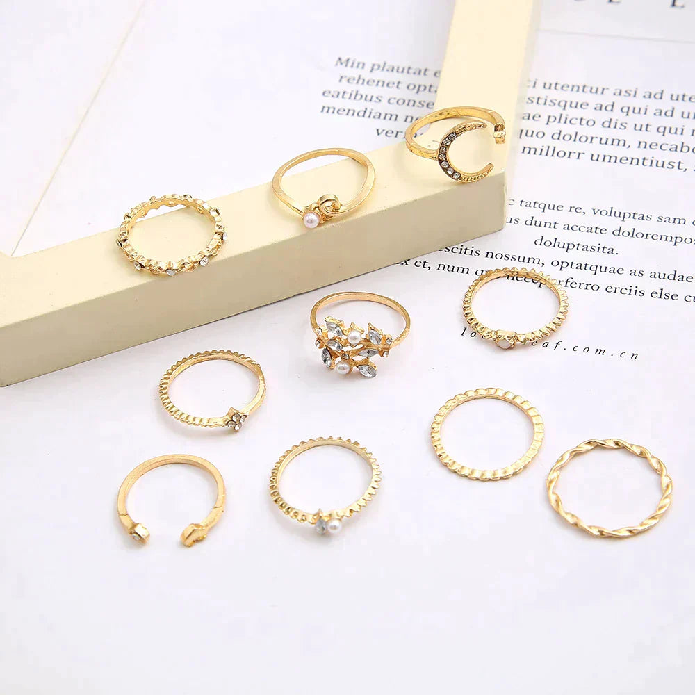 10 Pack of Bohemian Style Silver and Gold Plated Rings