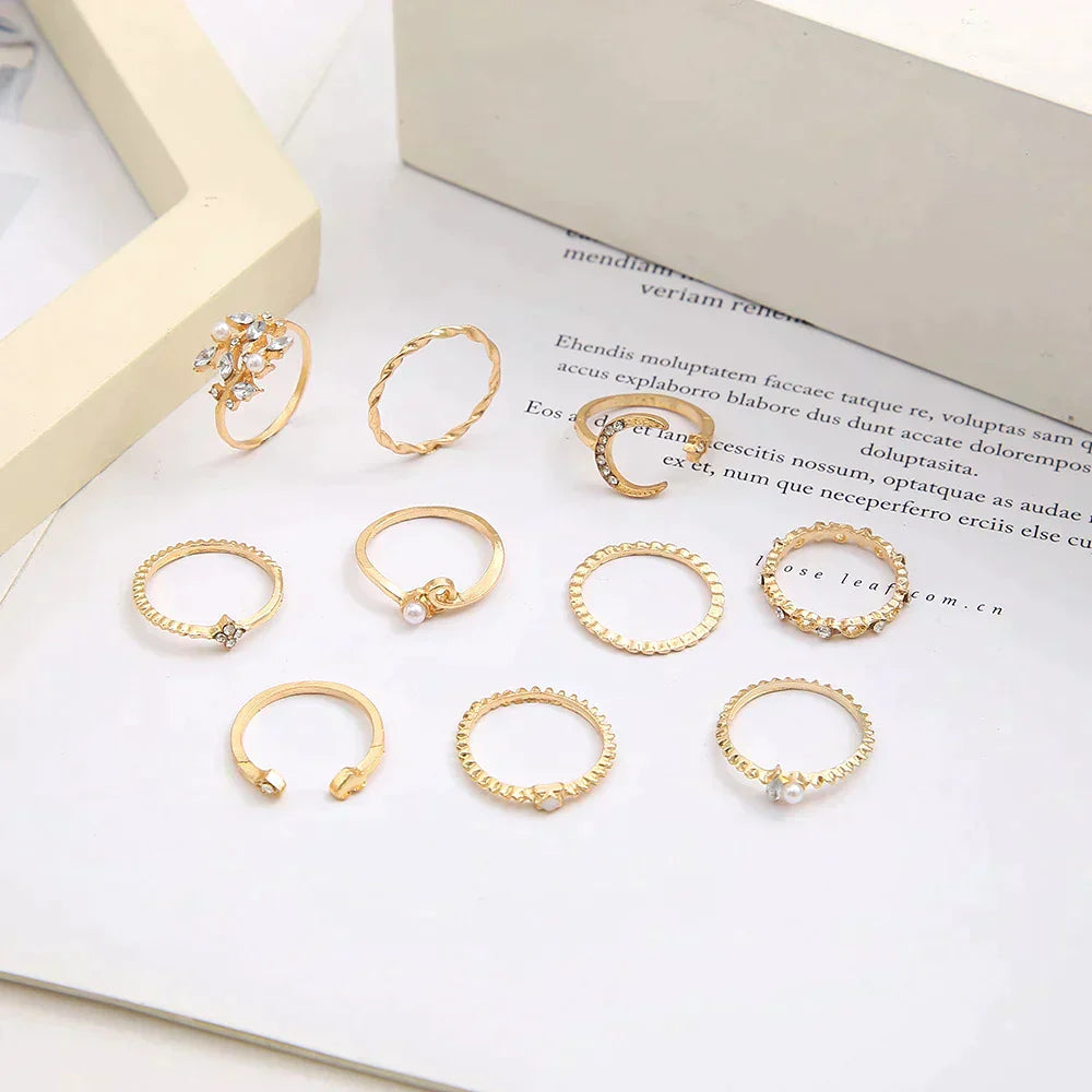 10 Pack of Bohemian Style Silver and Gold Plated Rings