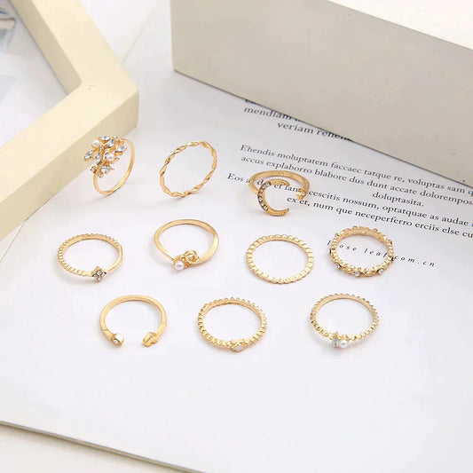 10 Pack of Bohemian Style Silver and Gold Plated Rings