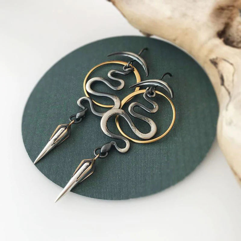 Unique Geometric Spiral Earrings in Serpentine Design