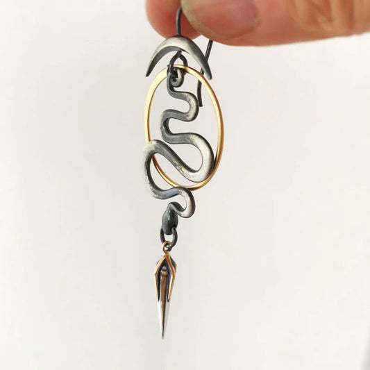 Unique Geometric Spiral Earrings in Serpentine Design