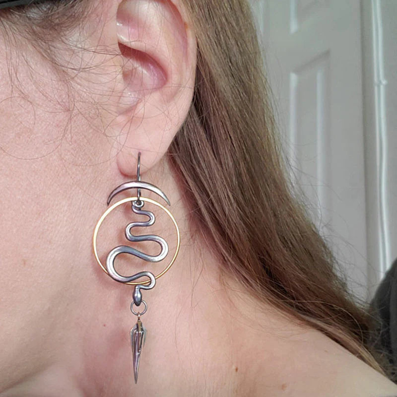 Unique Geometric Spiral Earrings in Serpentine Design