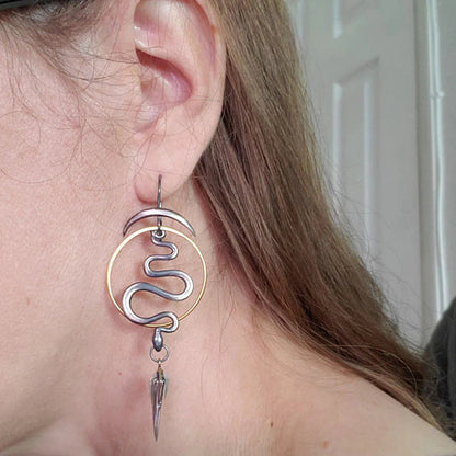 Unique Geometric Spiral Earrings in Serpentine Design