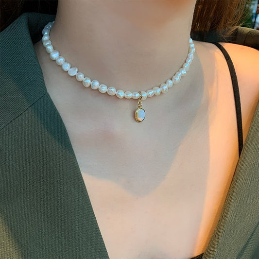 Luminous Moonstone and Pearl Pendant
