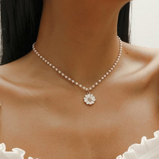 Floral Pendant with Pearl Accents