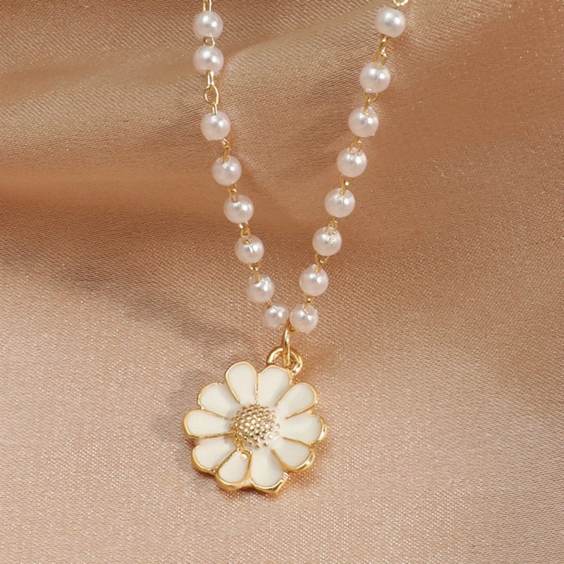 Floral Pendant with Pearl Accents
