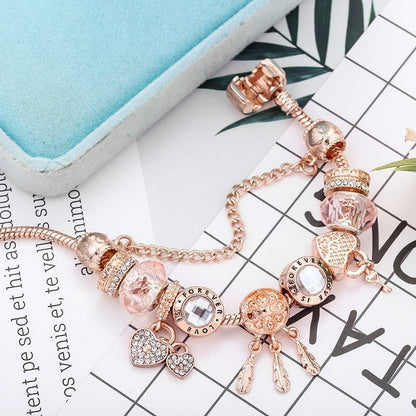 Sterling Silver Dreamcatcher Bracelet with Charms - Rose Design