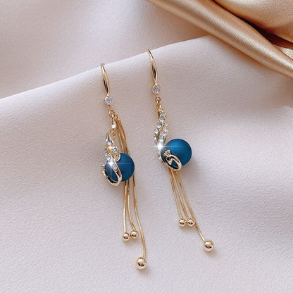 Holiday Earrings with Blue Beads