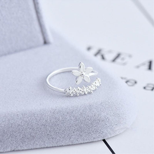 Adjustable Sterling Silver and Hand-Painted Enamel Wildflower Ring