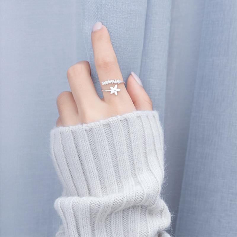 Adjustable Sterling Silver and Hand-Painted Enamel Wildflower Ring