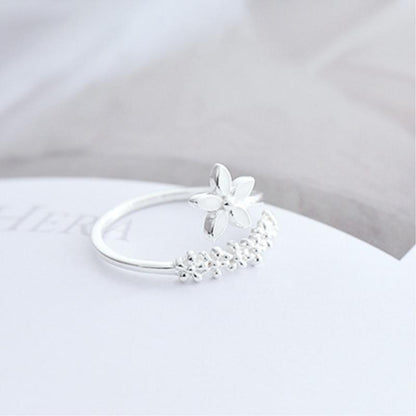 Adjustable Sterling Silver and Hand-Painted Enamel Wildflower Ring