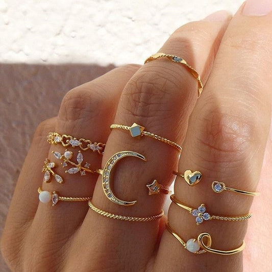 10 Pack of Bohemian Style Silver and Gold Plated Rings