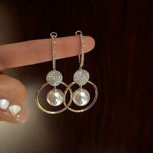 Elegant Earrings Featuring Cultured Pearls and Zirconia