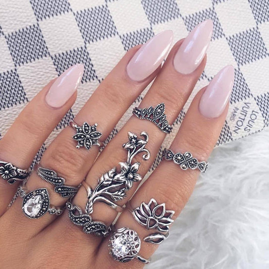 Antique Silver Enchanted Forest Ring Set