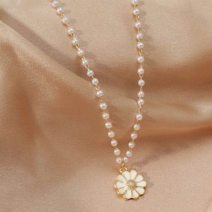 Floral Pendant with Pearl Accents