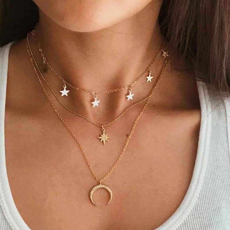 Gold Moon Pendant Necklace