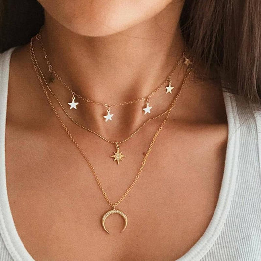 Gold Moon Pendant Necklace