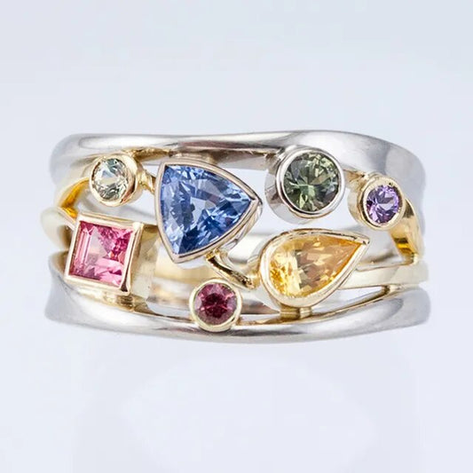 Retro Multicolored Zirconia Ring