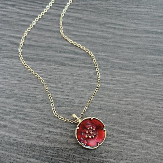 Gold Vintage Necklace with Red Accents