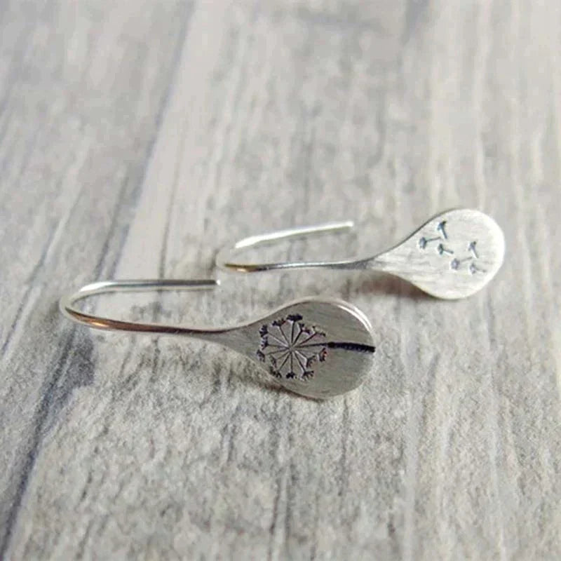 Sterling Silver Dandelion Leaf Earrings